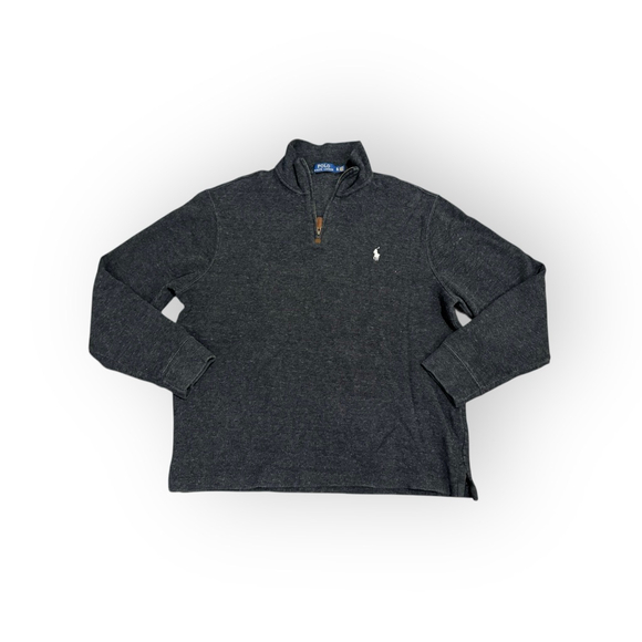 Vintage Polo Ralph Lauren Men's 1/4 Zip Pullover Sweater Heather Black/Gray XL - Picture 1 of 9